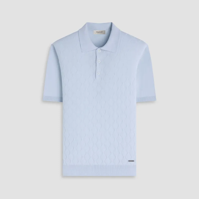 Embossed Wave Short-Sleeve Polo Sweater sold by Bugatchi