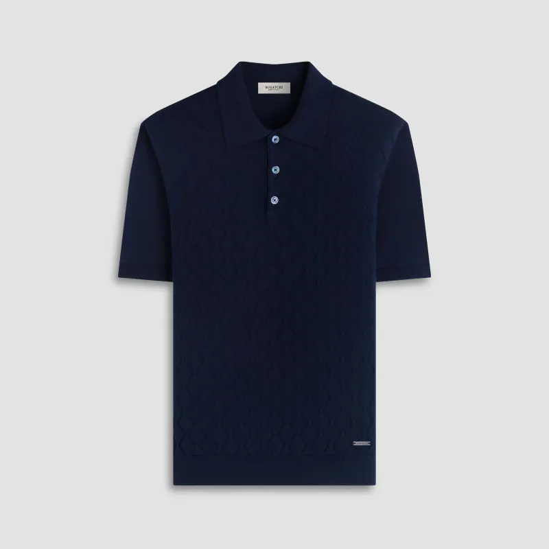 Embossed Wave Short-Sleeve Polo Sweater sold by Bugatchi