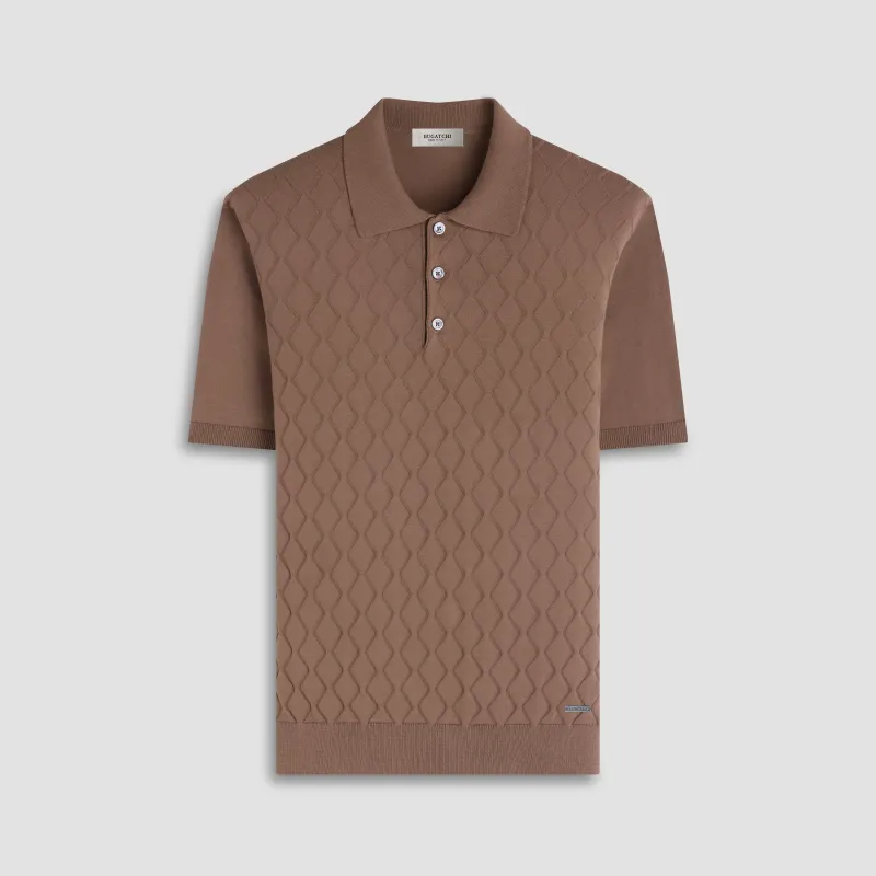 Embossed Wave Short-Sleeve Polo Sweater sold by Bugatchi