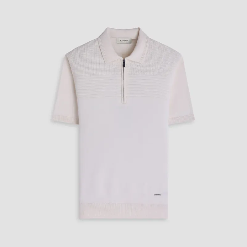 Waffle Panel Quarter Zip Short-Sleeve Polo Sweater made by Bugatchi