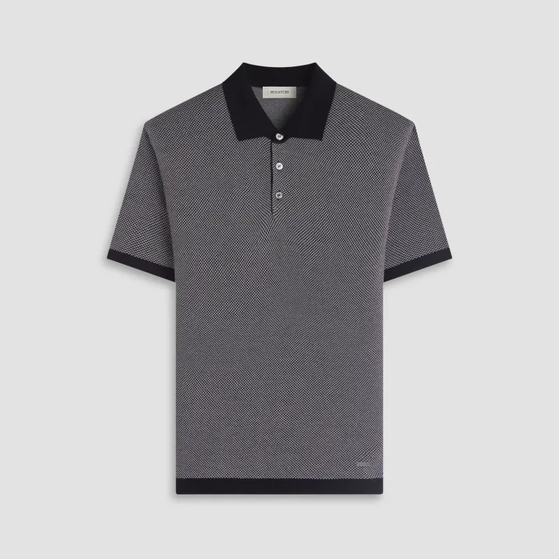 Textured Jacquard Short-Sleeve Polo Sweater sold by Bugatchi