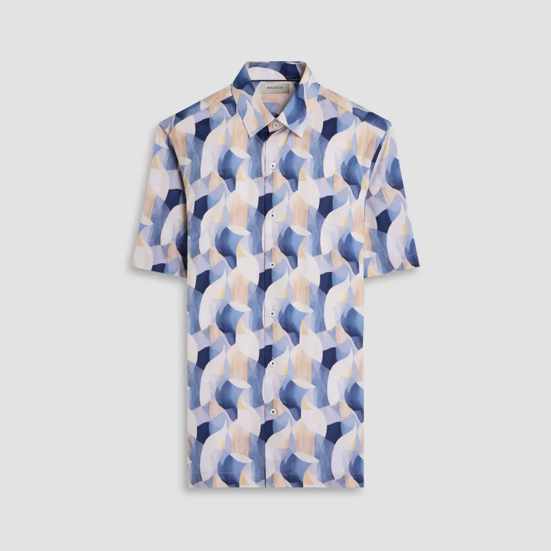 Vero Watercolor Abstract Short-Sleeve Shirt made by Bugatchi