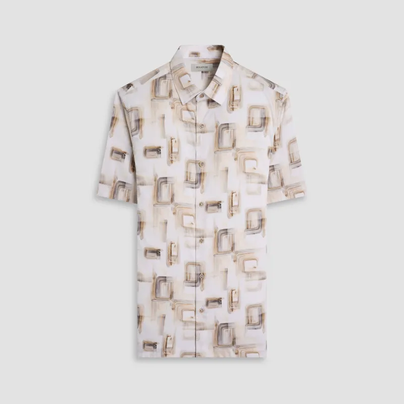 Vero Watercolor Abstract Short-Sleeve Shirt made by Bugatchi