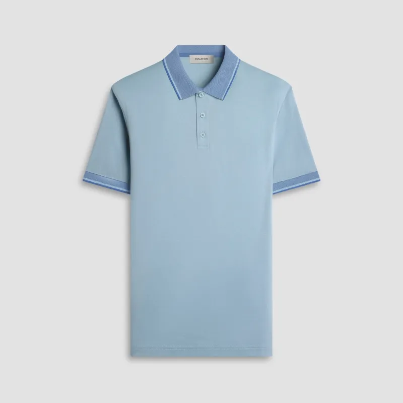 Solid Pima Three-Button Polo sold by Bugatchi
