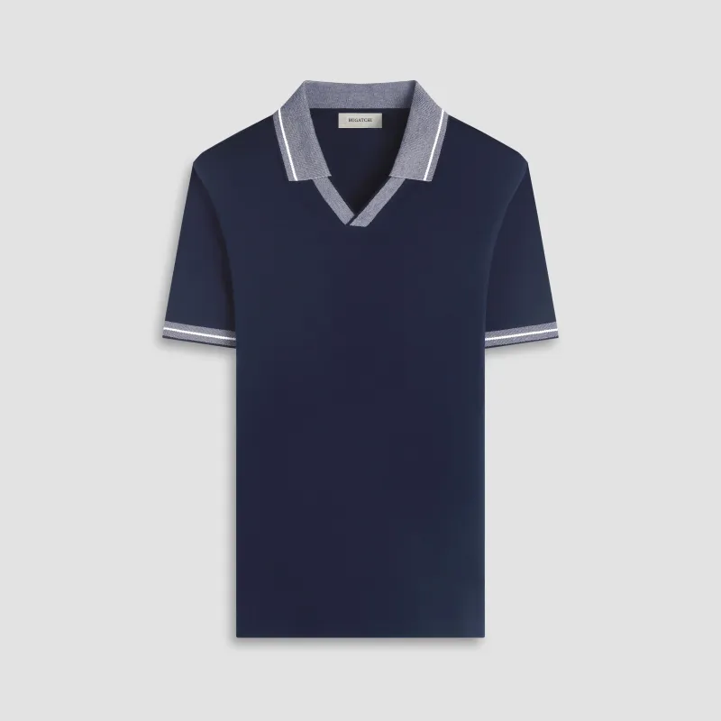 Solid Pima Johnny Collar Polo made by Bugatchi