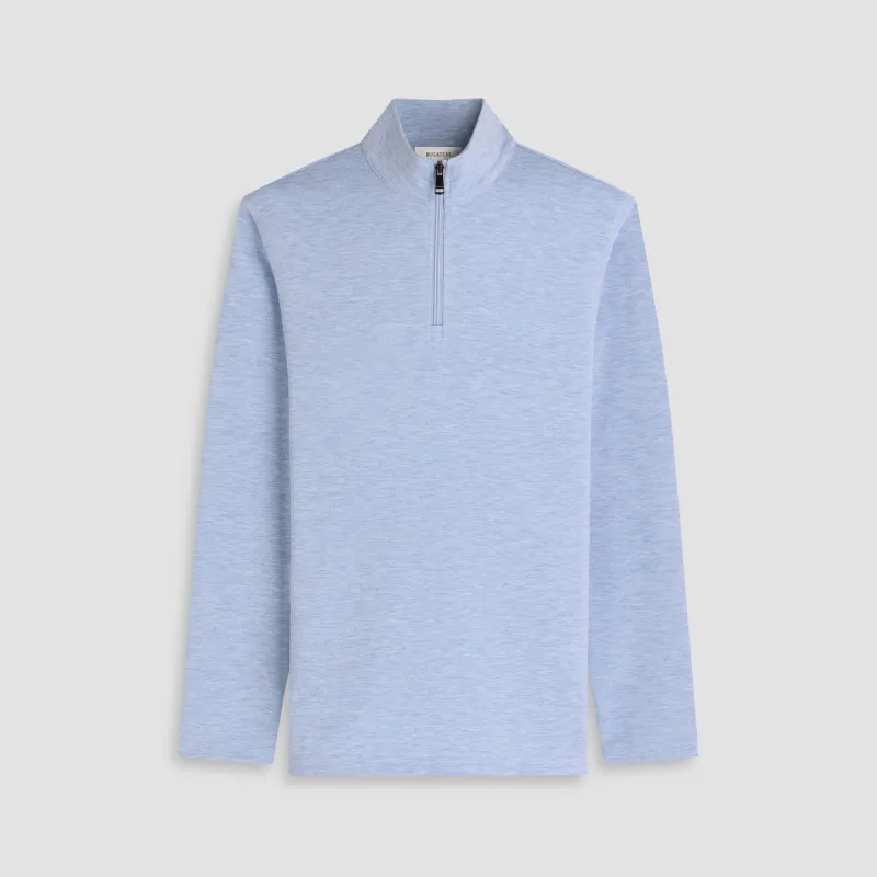 Soft Touch Melange Quarter-Zip Mock Neck Pullover made by Bugatchi