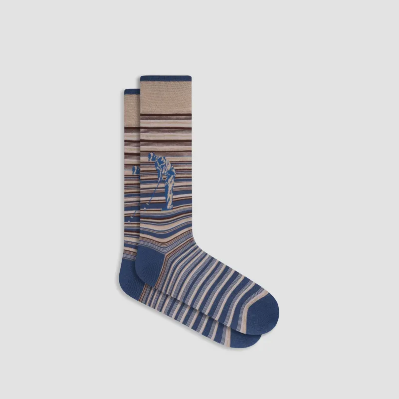 Golfer Striped Mid-Calf Socks sold by Bugatchi