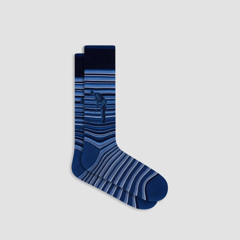 Golfer Striped Mid-Calf Socks sold by Bugatchi