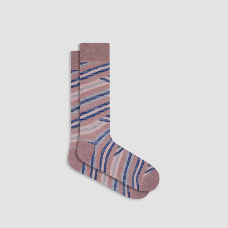 Abstract Stripe Mid-Calf Socks made by Bugatchi