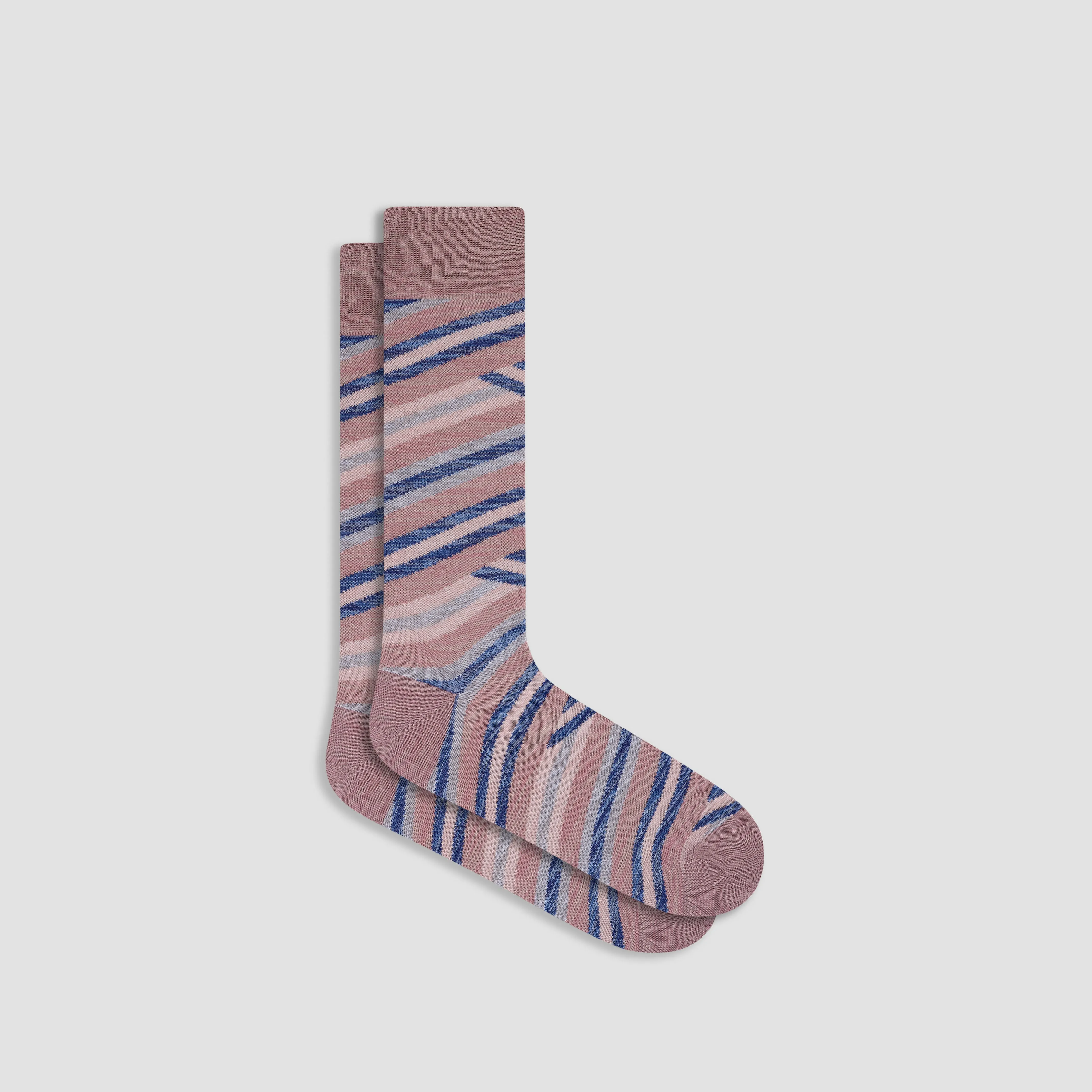 Abstract Stripe Mid-Calf Socks sold by Bugatchi