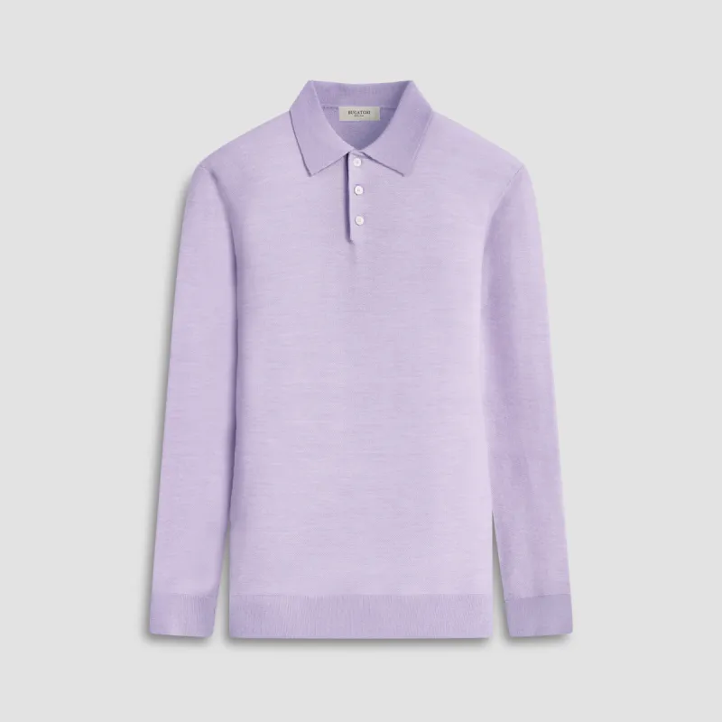 Bird's Eye Jacquard Polo Sweater sold by Bugatchi