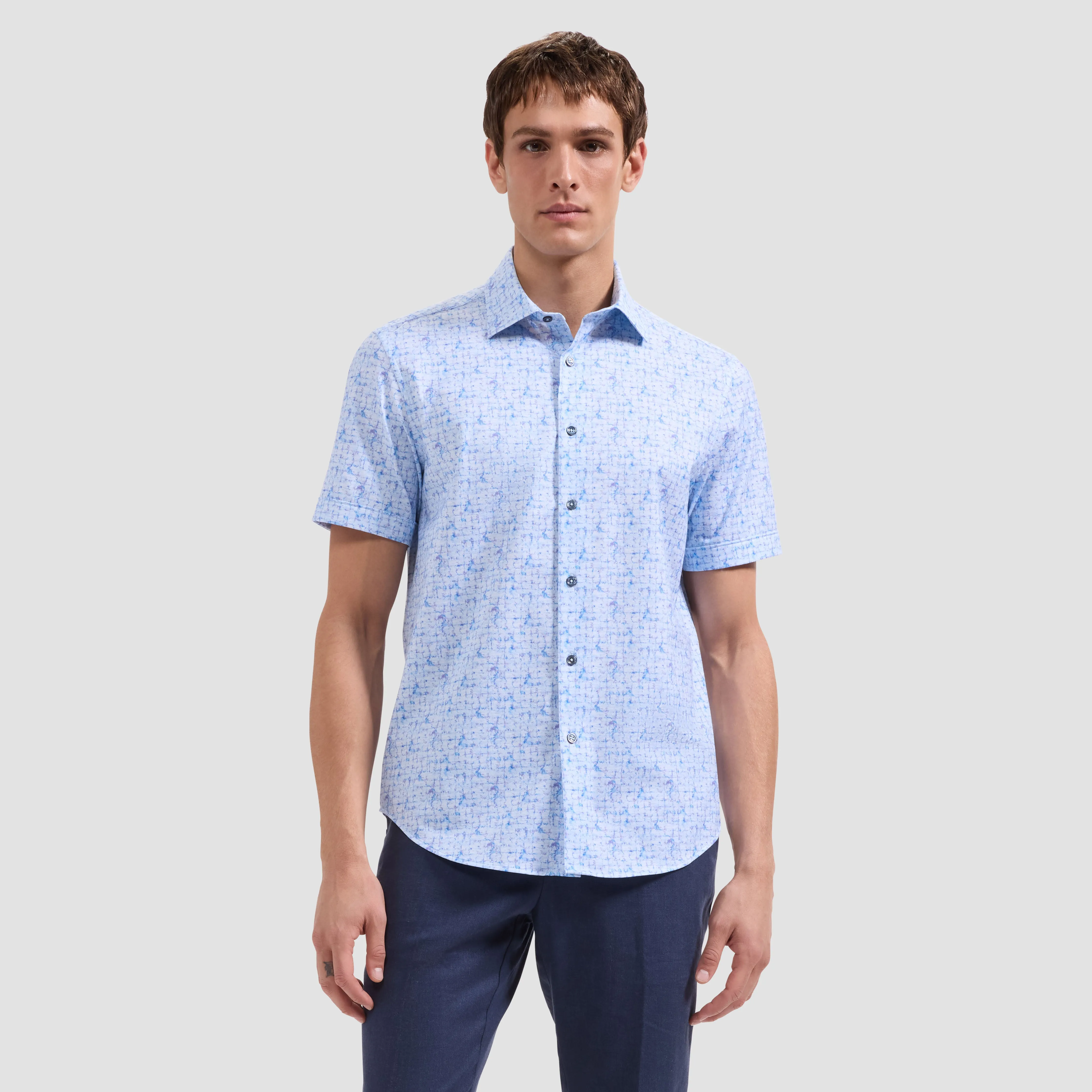 Miles OoohCotton Abstract Watercolor Short-Sleeve Shirt sold by Bugatchi product image thumbnail 2