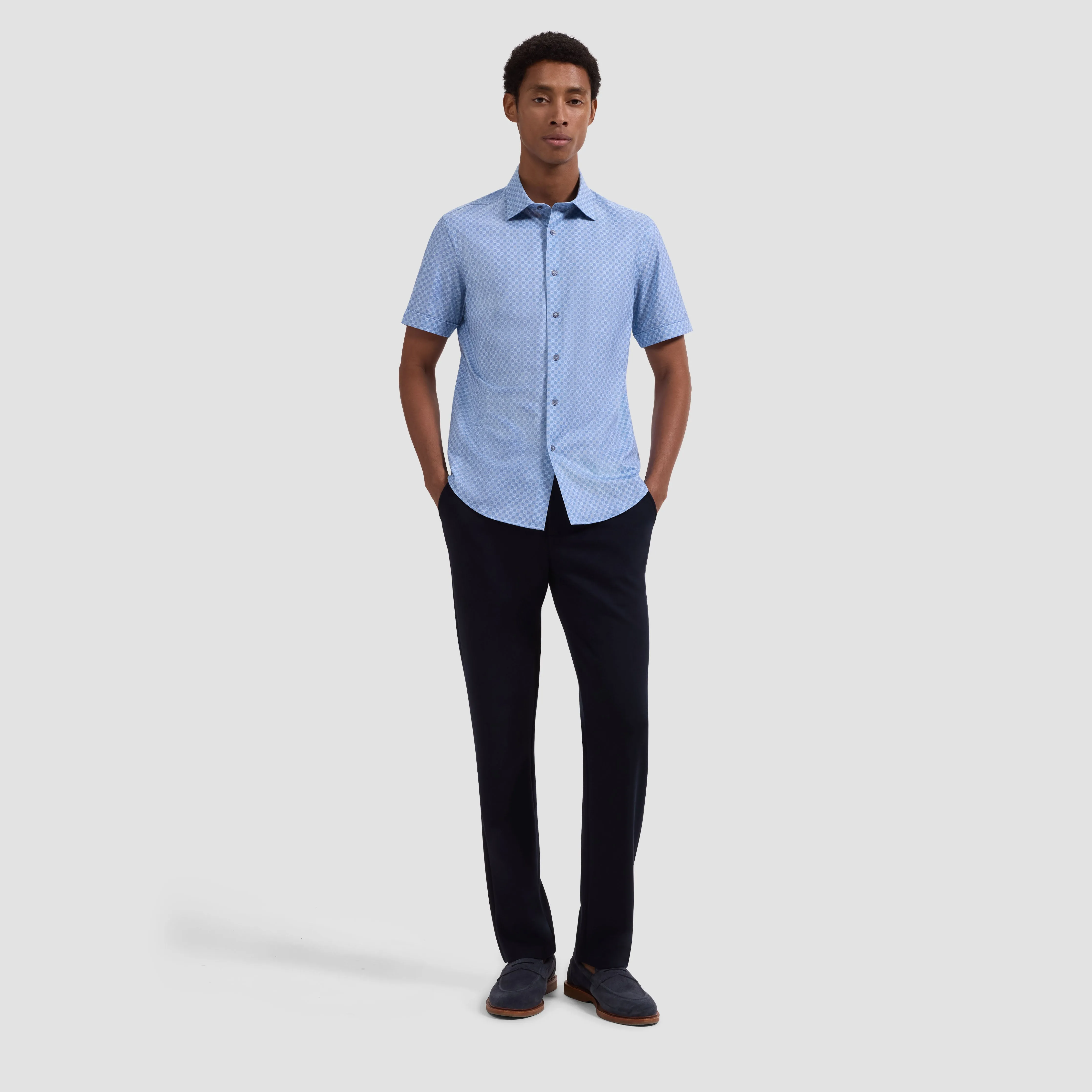 Miles OoohCotton Geometric Short-Sleeve Shirt sold by Bugatchi product image thumbnail 4