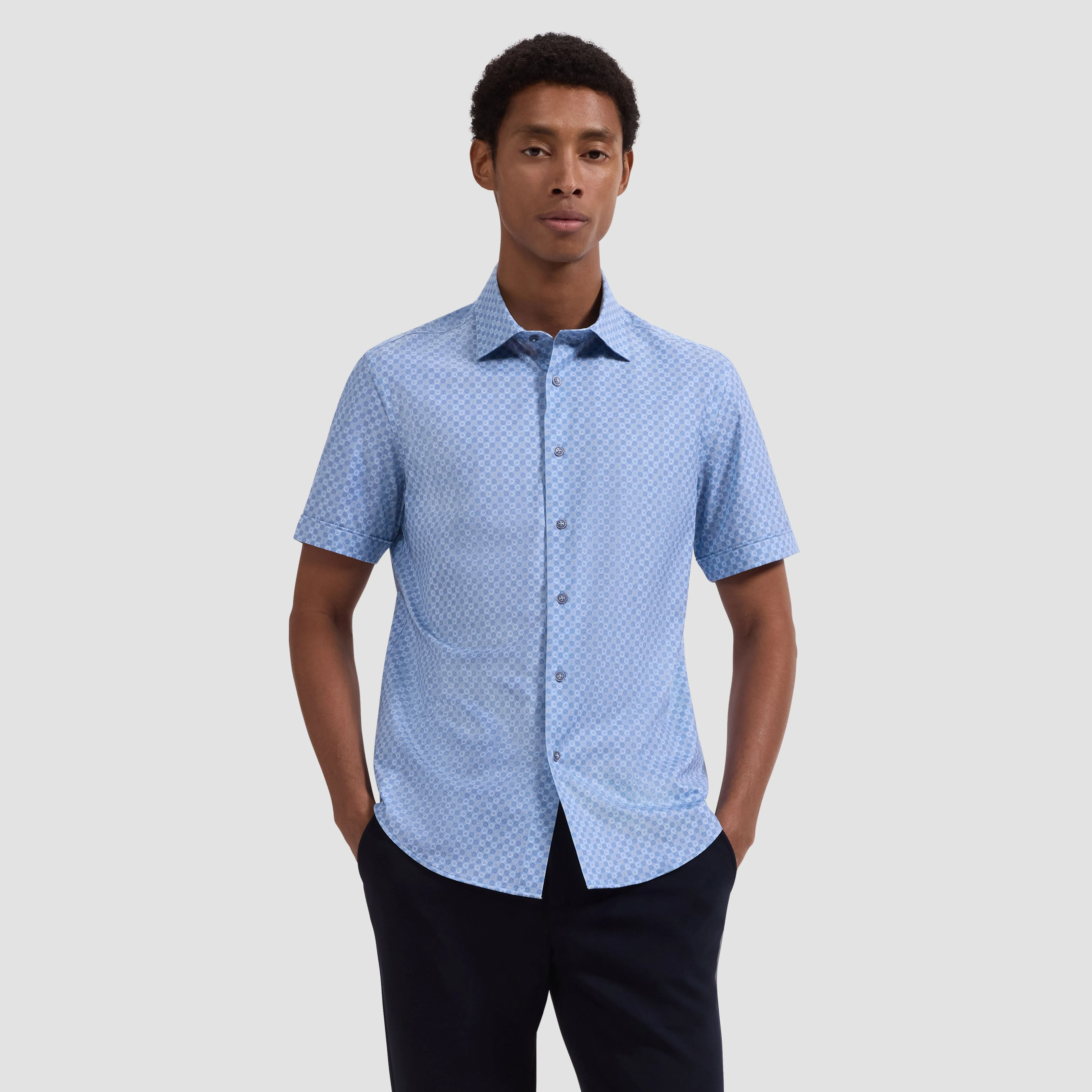 Miles OoohCotton Geometric Short-Sleeve Shirt sold by Bugatchi product image thumbnail 2