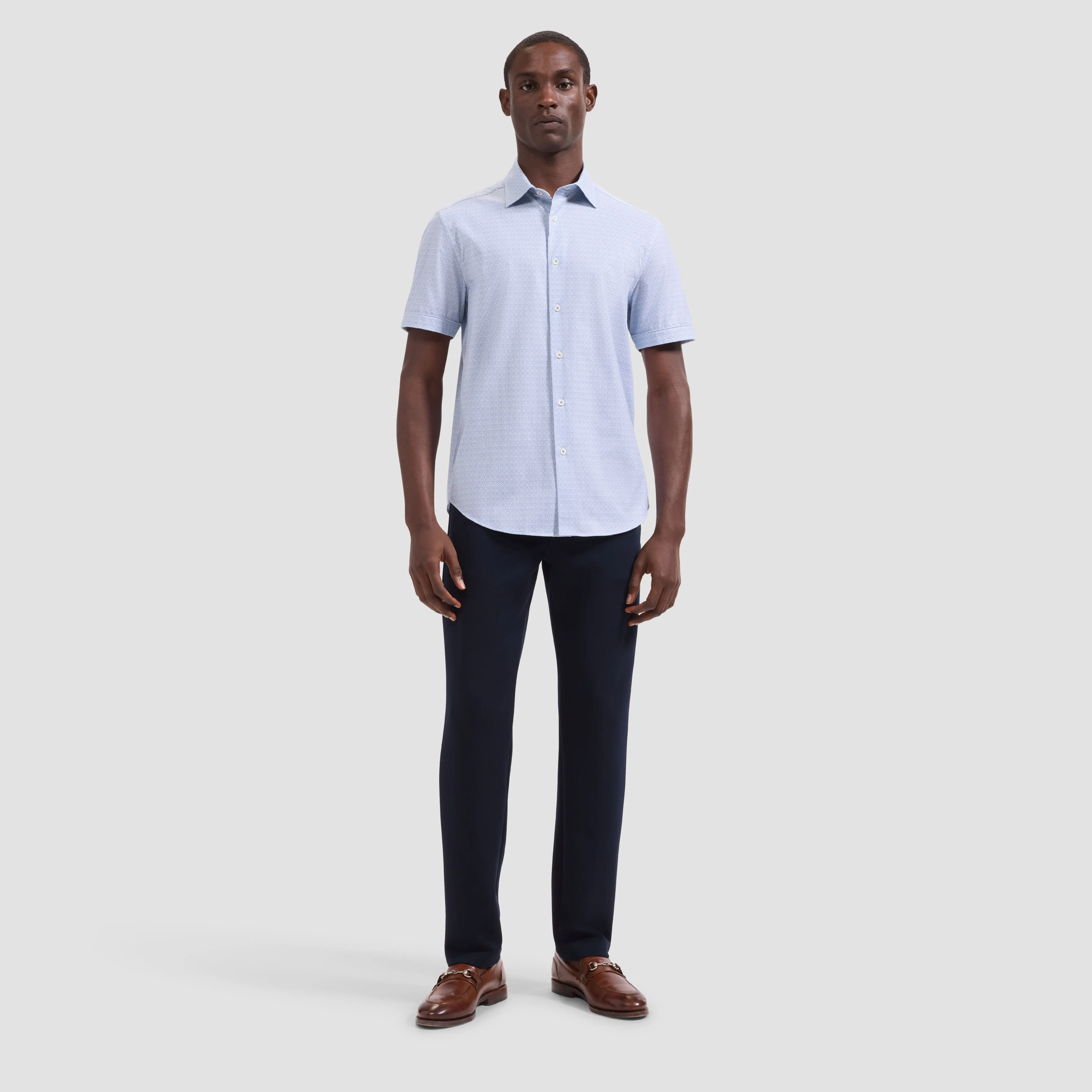 Miles OoohCotton Micro Geo Short-Sleeve Shirt sold by Bugatchi product image thumbnail 4