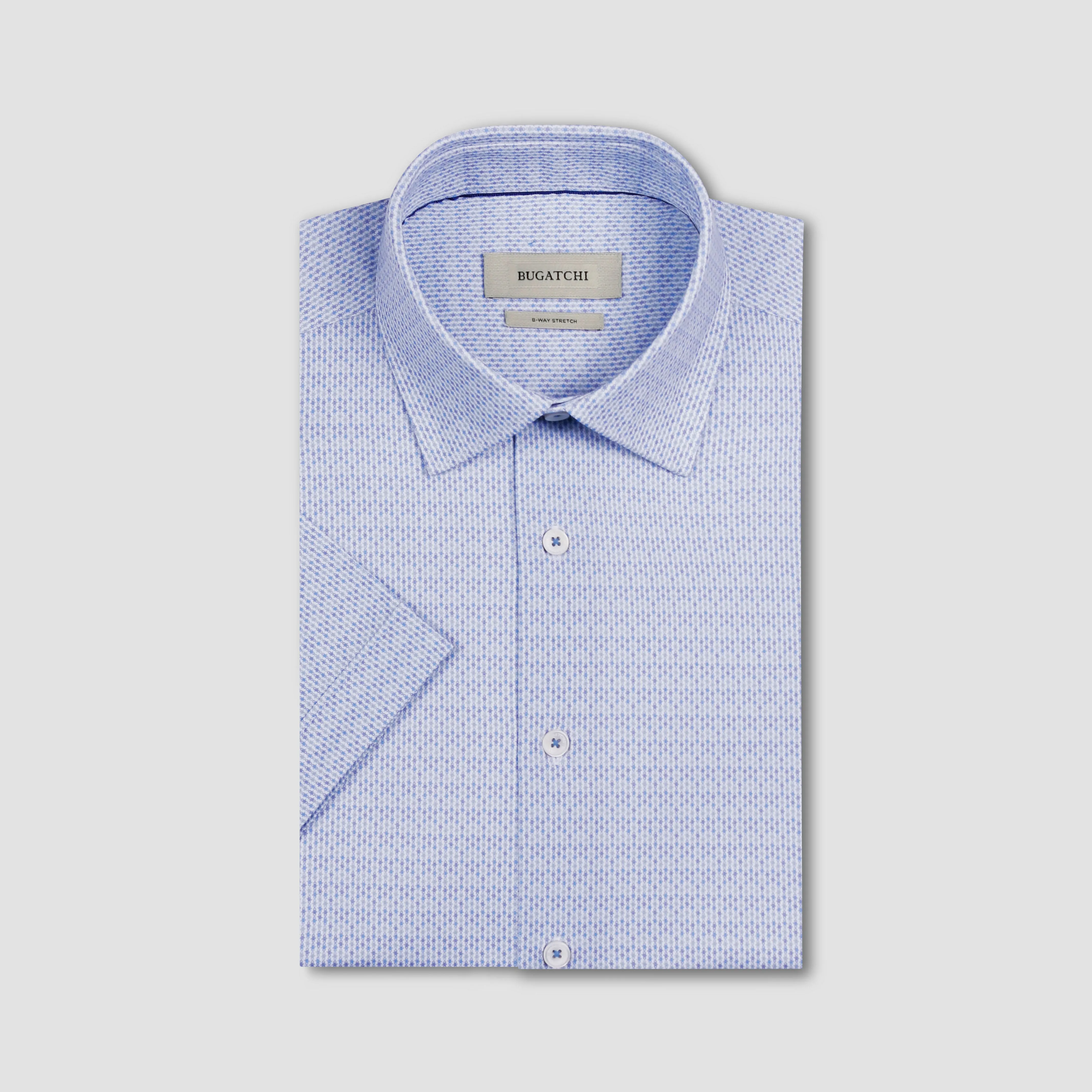 Miles OoohCotton Micro Geo Short-Sleeve Shirt sold by Bugatchi
