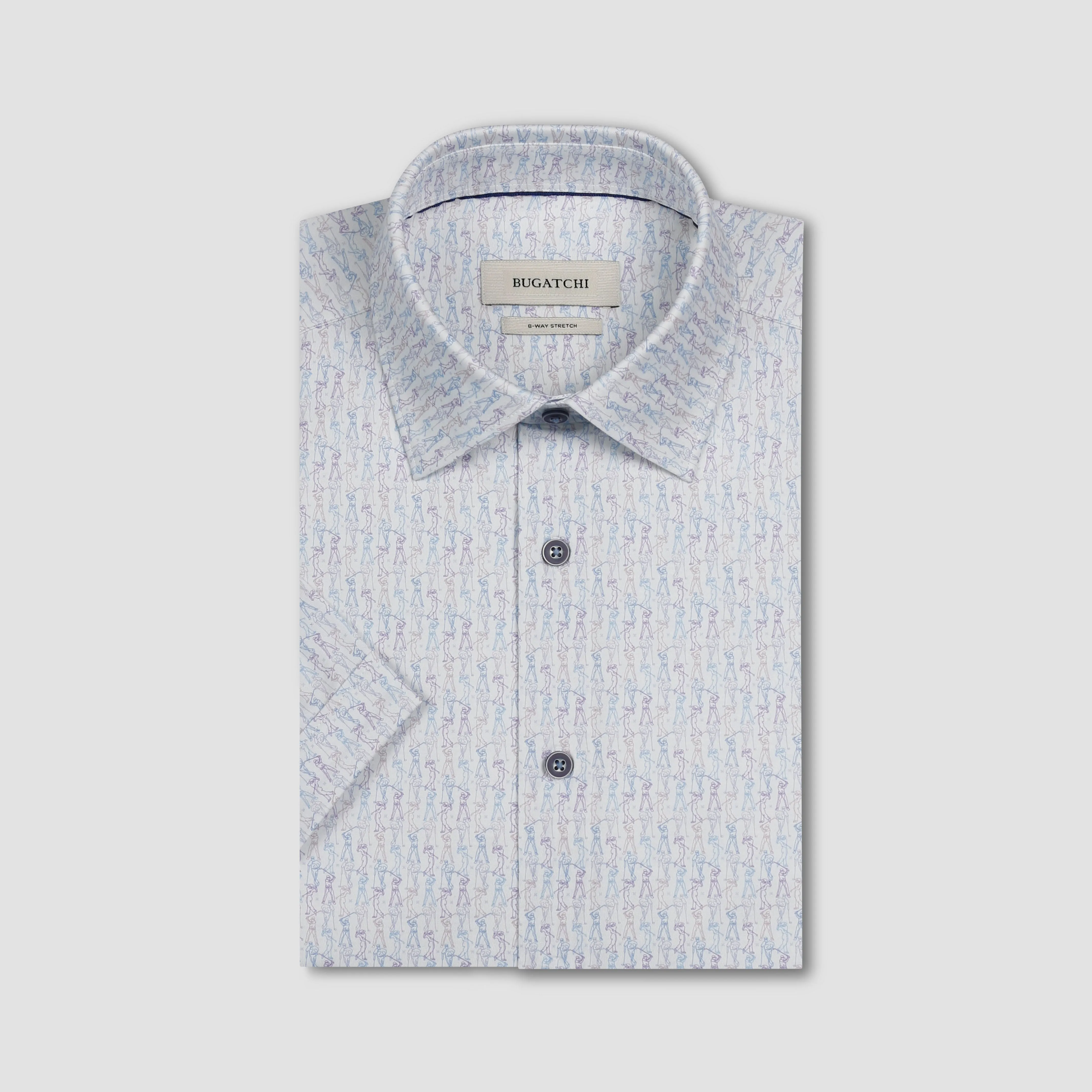 Miles OoohCotton Golf Sketch Short-Sleeve Shirt sold by Bugatchi