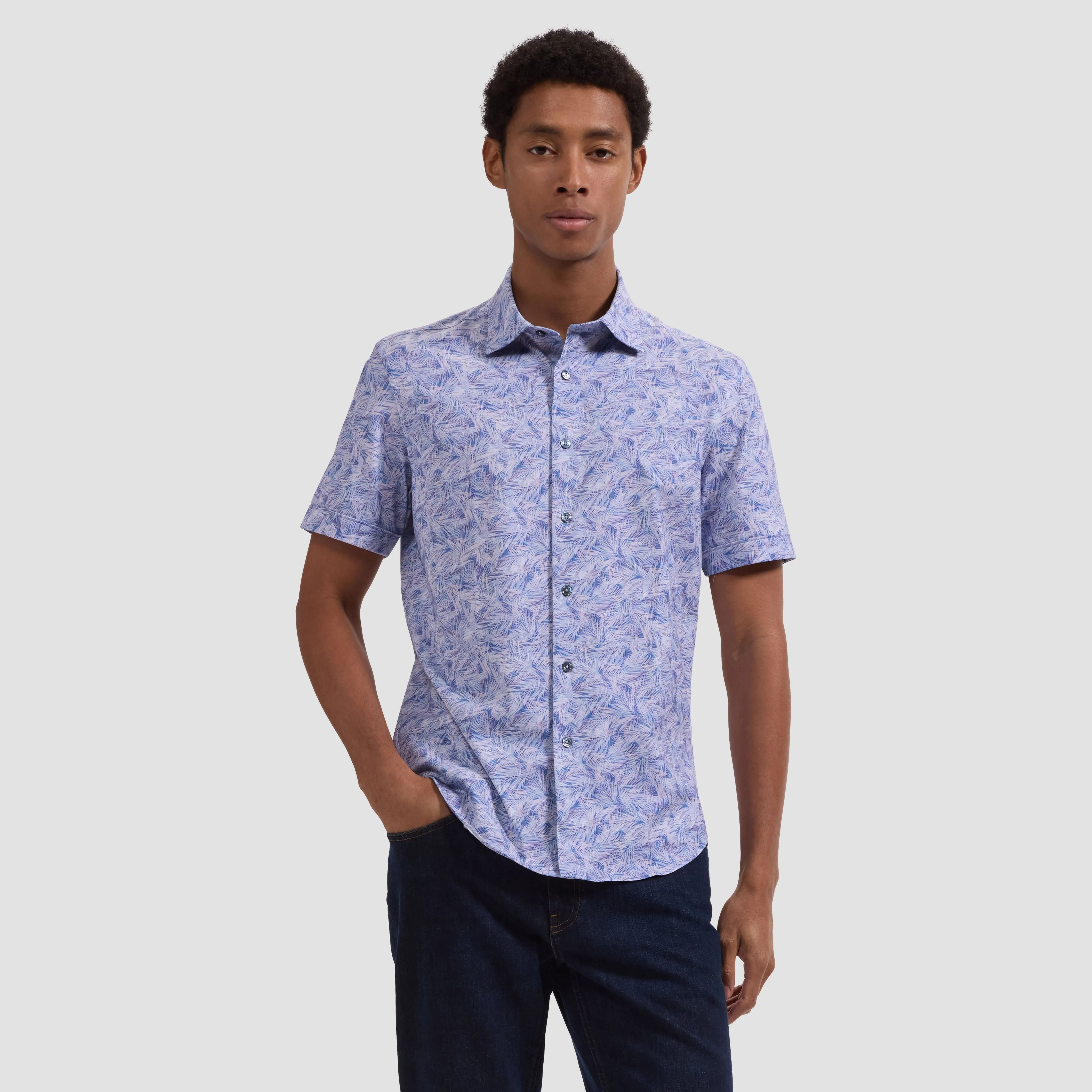 Miles OoohCotton Palm Print Short-Sleeve Shirt sold by Bugatchi product image thumbnail 2