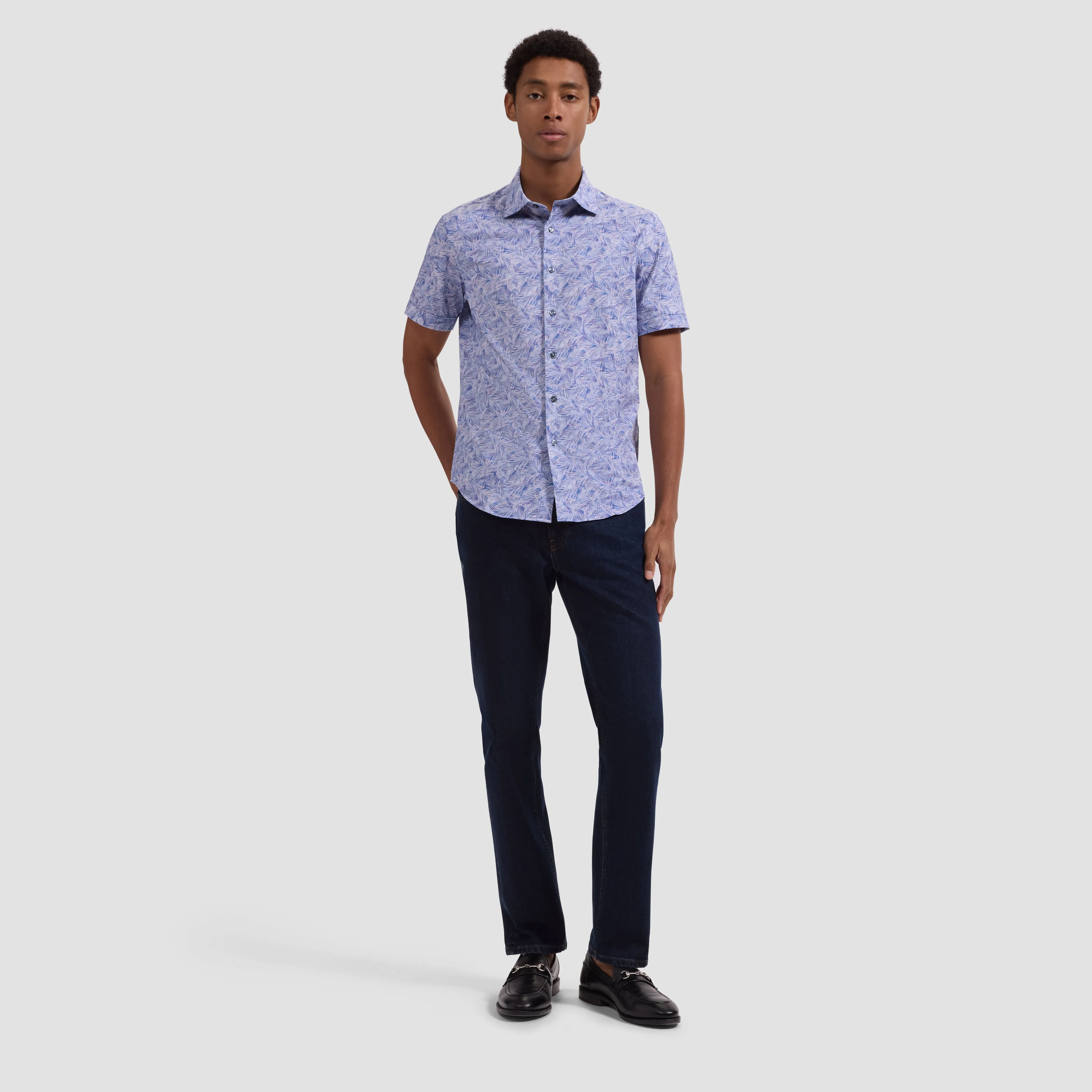 Miles OoohCotton Palm Print Short-Sleeve Shirt sold by Bugatchi product image thumbnail 4