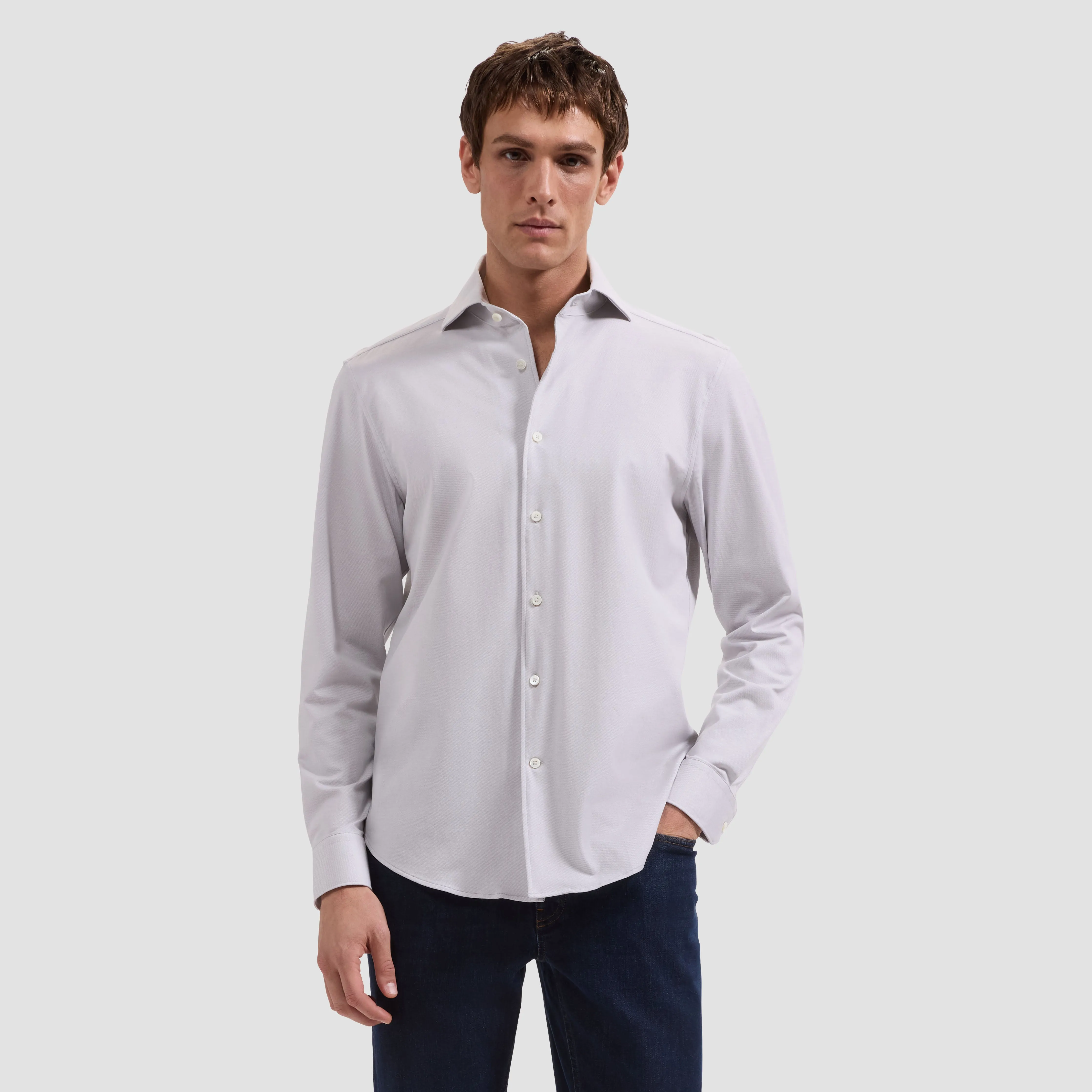 Devon OoohCotton Solid Twill Shirt sold by Bugatchi product image thumbnail 2