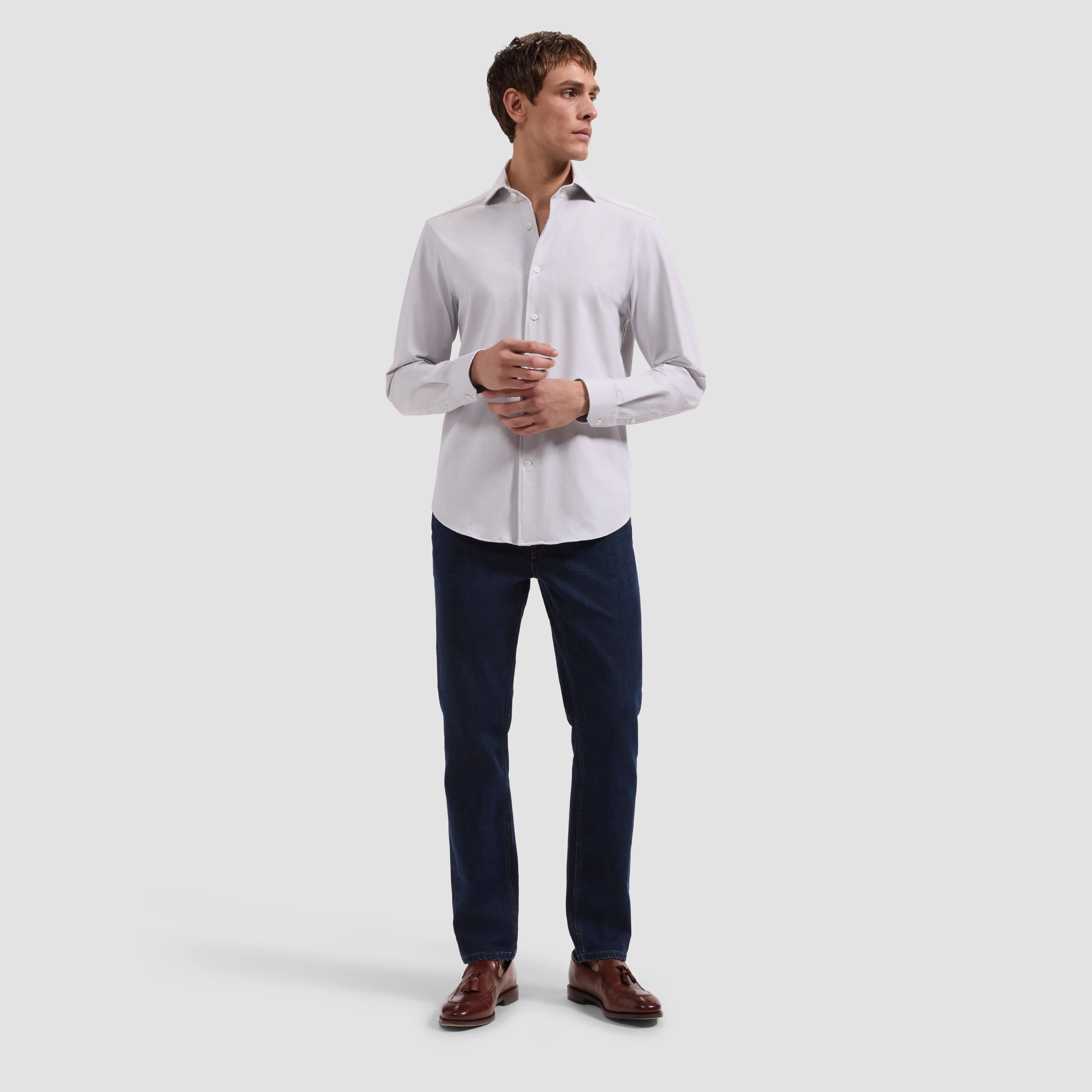 Devon OoohCotton Solid Twill Shirt sold by Bugatchi product image thumbnail 4