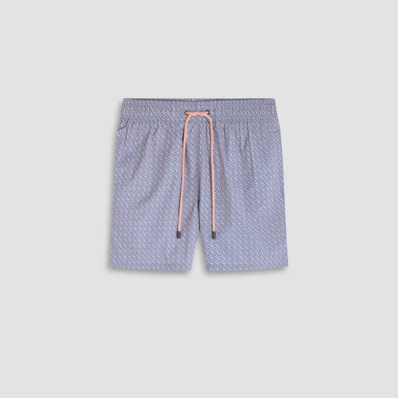 Kai Mid-Length Geometric Swim Trunks made by Bugatchi