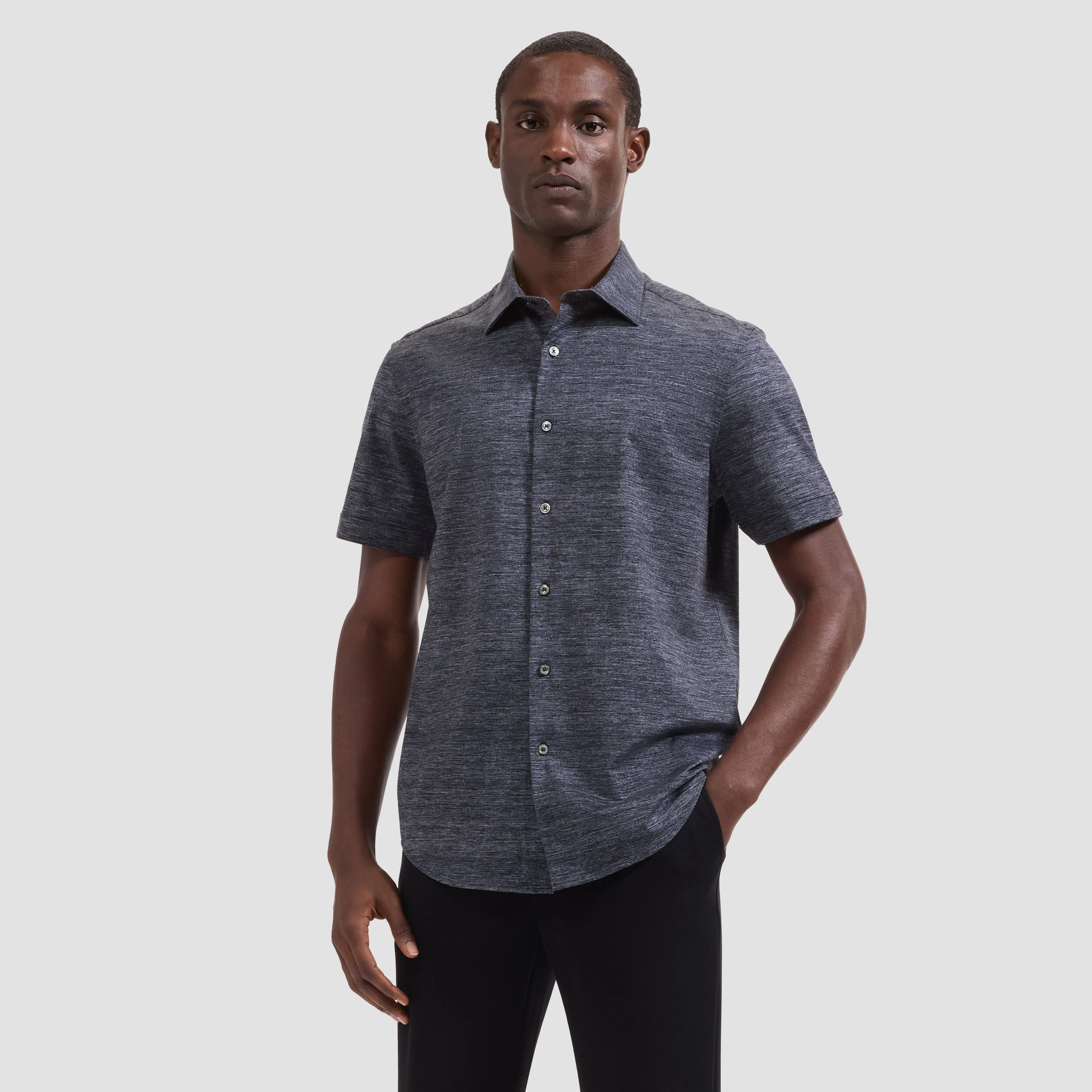 Miles OoohCotton Melange Short-Sleeve Shirt sold by Bugatchi product image thumbnail 2