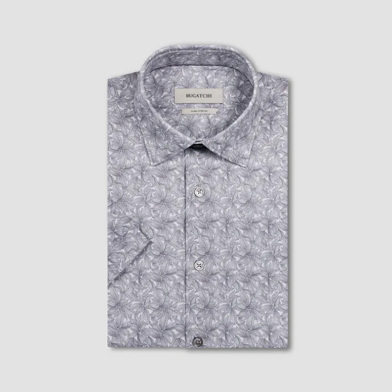 Miles OoohCotton Leaf Print Short-Sleeve Shirt made by Bugatchi
