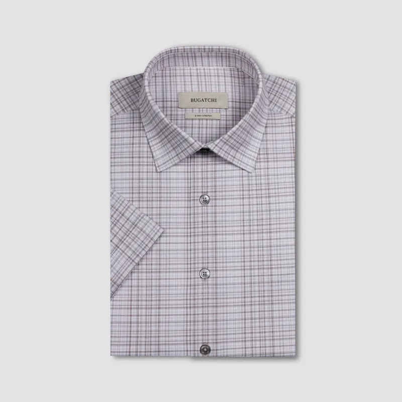 Miles OoohCotton Shadow Plaid Short-Sleeve Shirt made by Bugatchi
