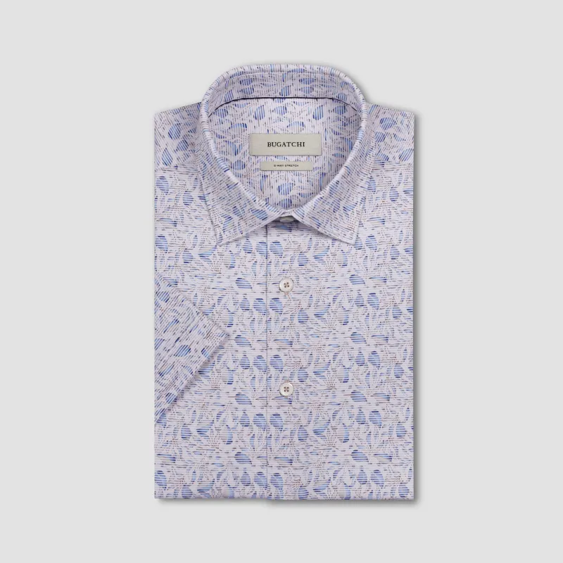 Miles OoohCotton Striped Leaf Short-Sleeve Shirt made by Bugatchi