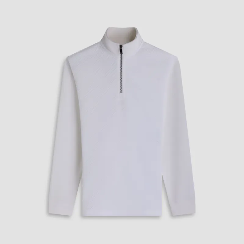 Soft Touch Geometric Quarter-Zip Pullover sold by Bugatchi
