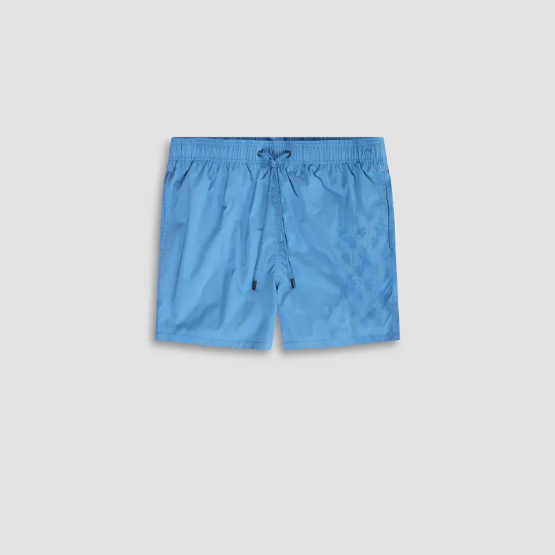 Zane Shorter-Length Water Reactive Palm Tree Swim Trunks sold by Bugatchi