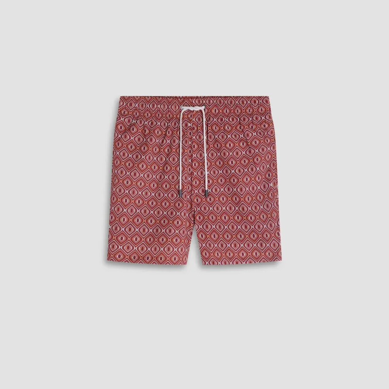 Cruz Shorter-Length Retro Diamond Swim Trunks made by Bugatchi