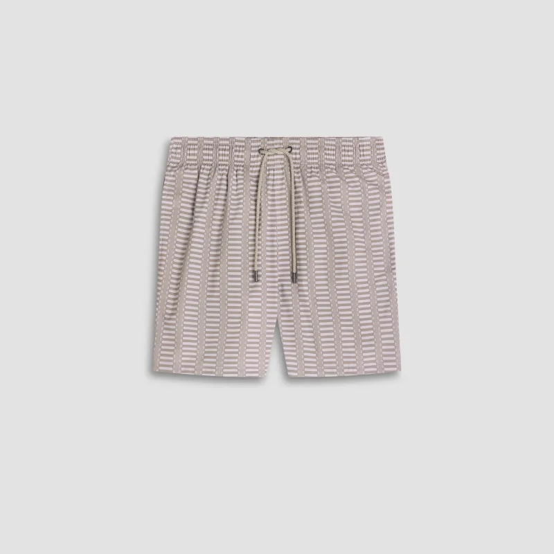 Cruz Shorter-Length Ladder Stripe Swim Trunks made by Bugatchi