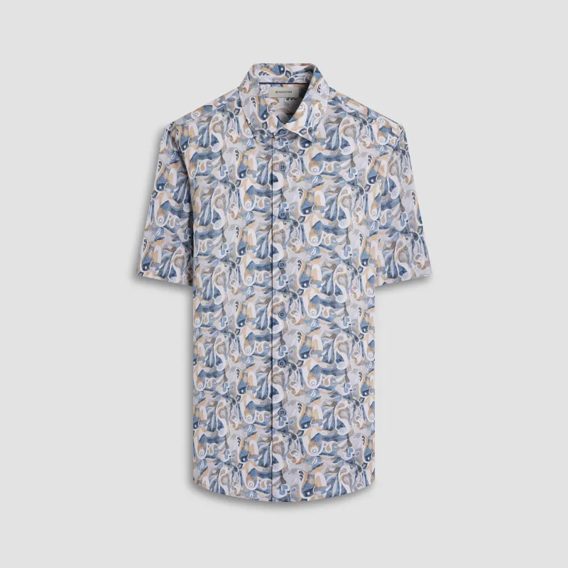 Orson Abstract Paisley Short-Sleeve Shirt sold by Bugatchi