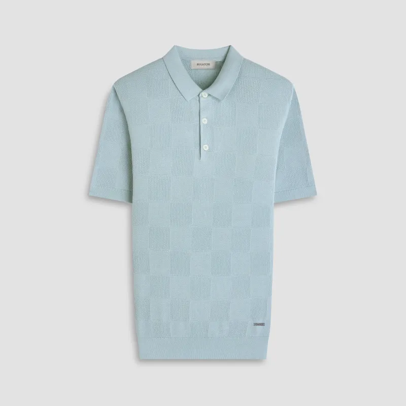 Textured Check Short-Sleeve Polo Sweater sold by Bugatchi