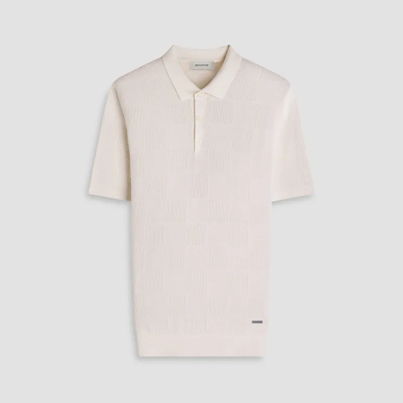 Textured Check Short-Sleeve Polo Sweater made by Bugatchi