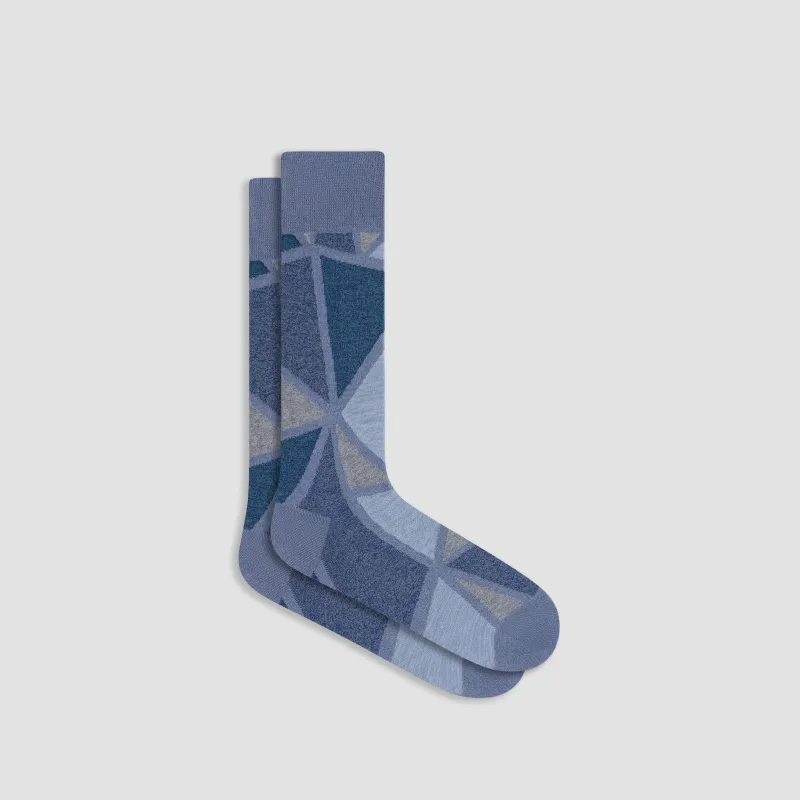 Geometric Grid Mid-Calf Socks sold by Bugatchi