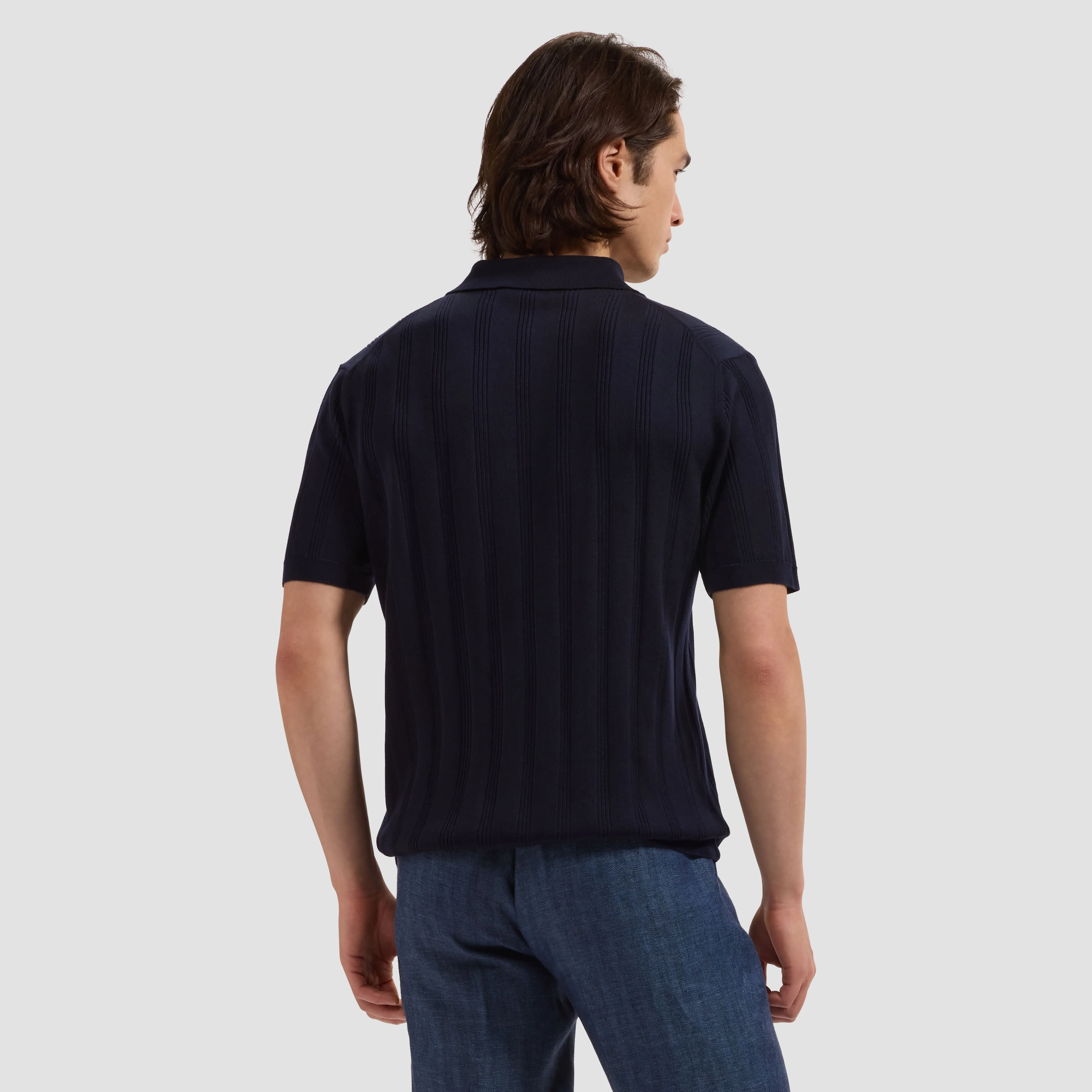 Raised Stripe Short-Sleeve Polo Sweater sold by Bugatchi product image thumbnail 3