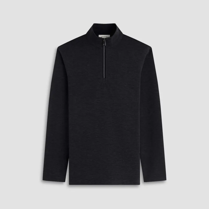 Soft Touch Melange Quarter-Zip Mock Neck Pullover made by Bugatchi