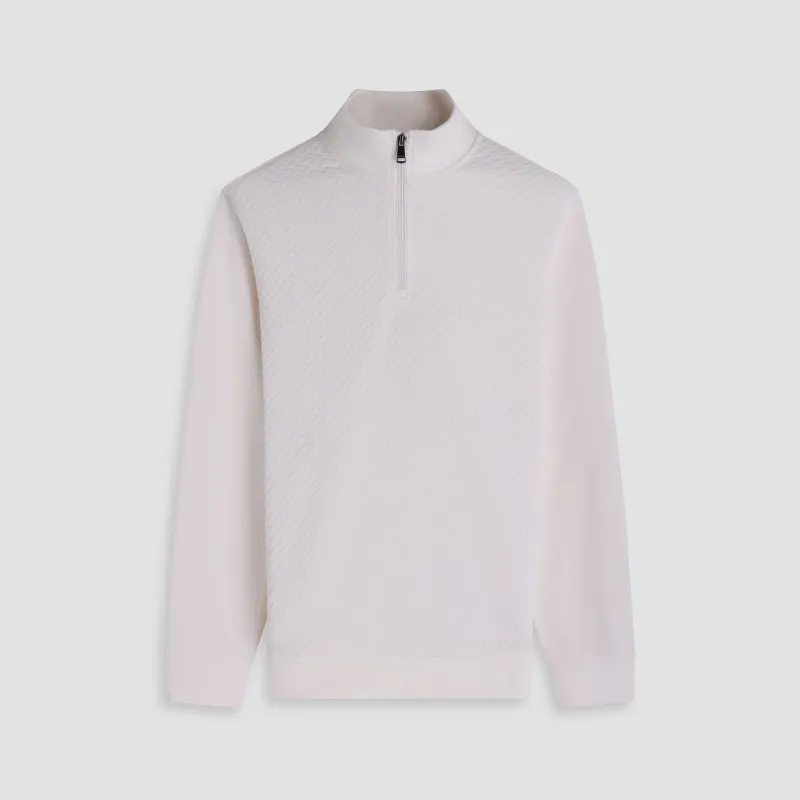 Performance Basketweave Quarter-Zip Mock Neck Pullover sold by Bugatchi