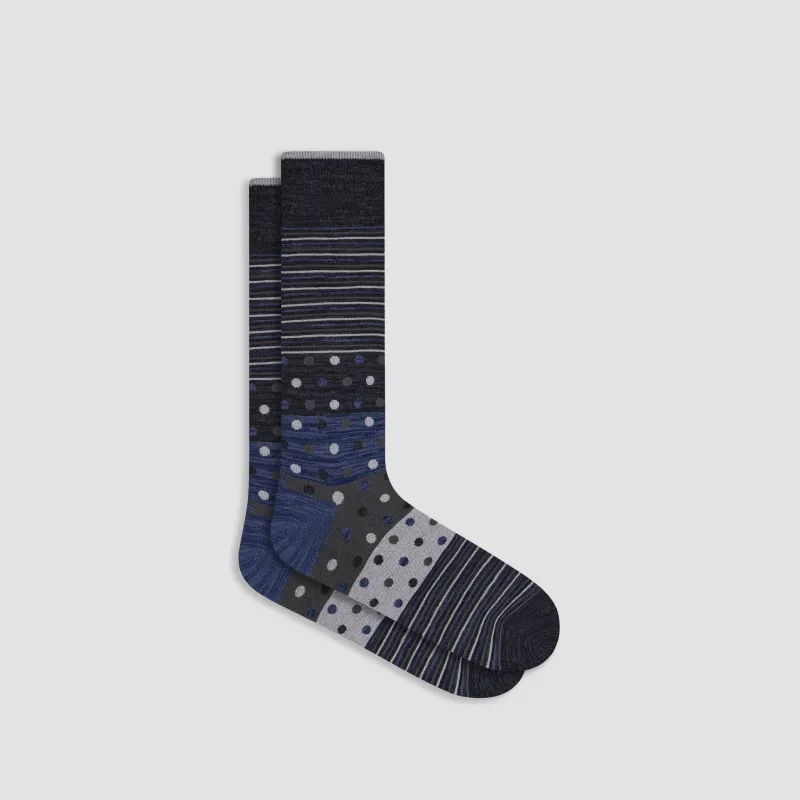 Stripe & Dot Mid-Calf Socks made by Bugatchi