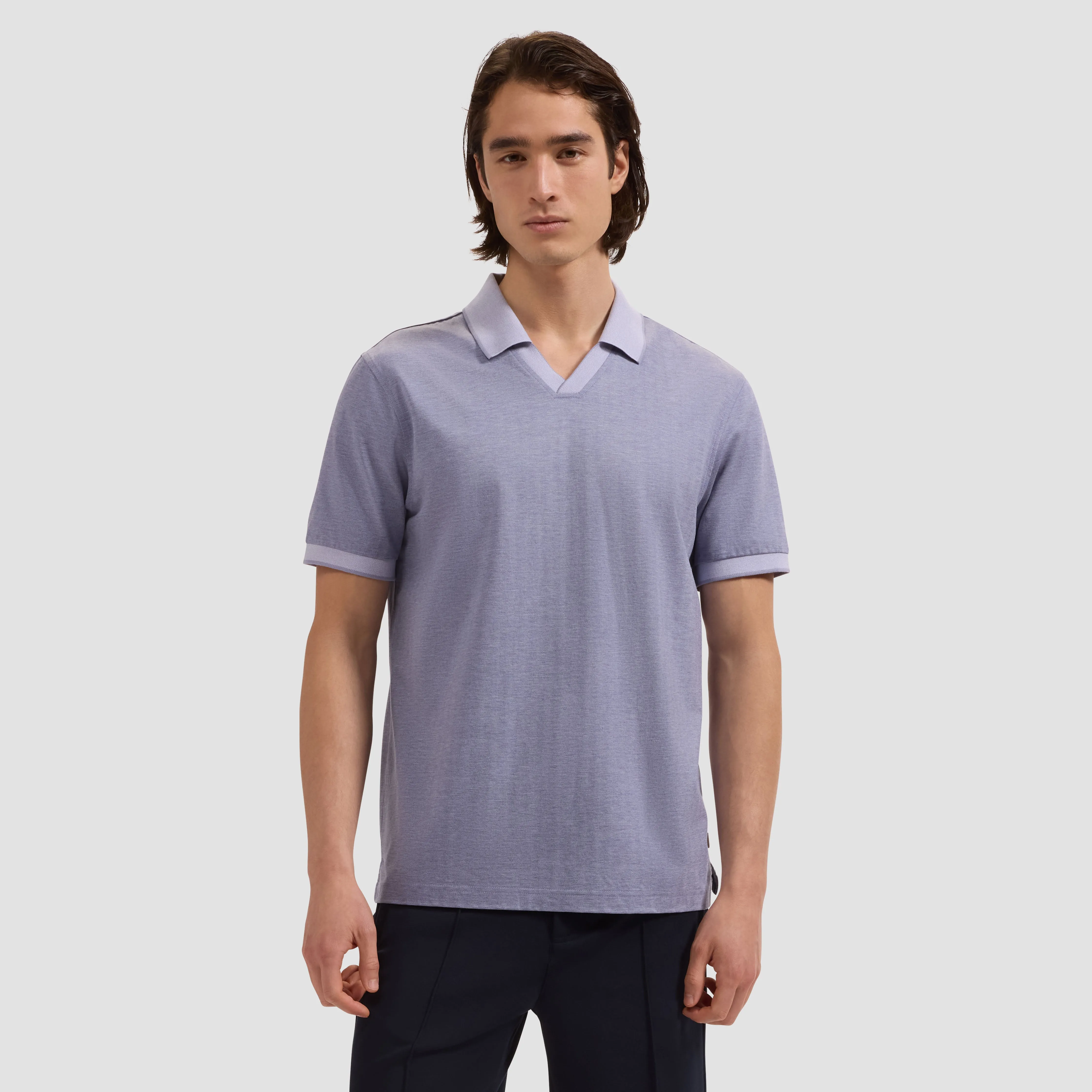 Performance Micro Herringbone Johnny Collar Polo sold by Bugatchi product image thumbnail 2