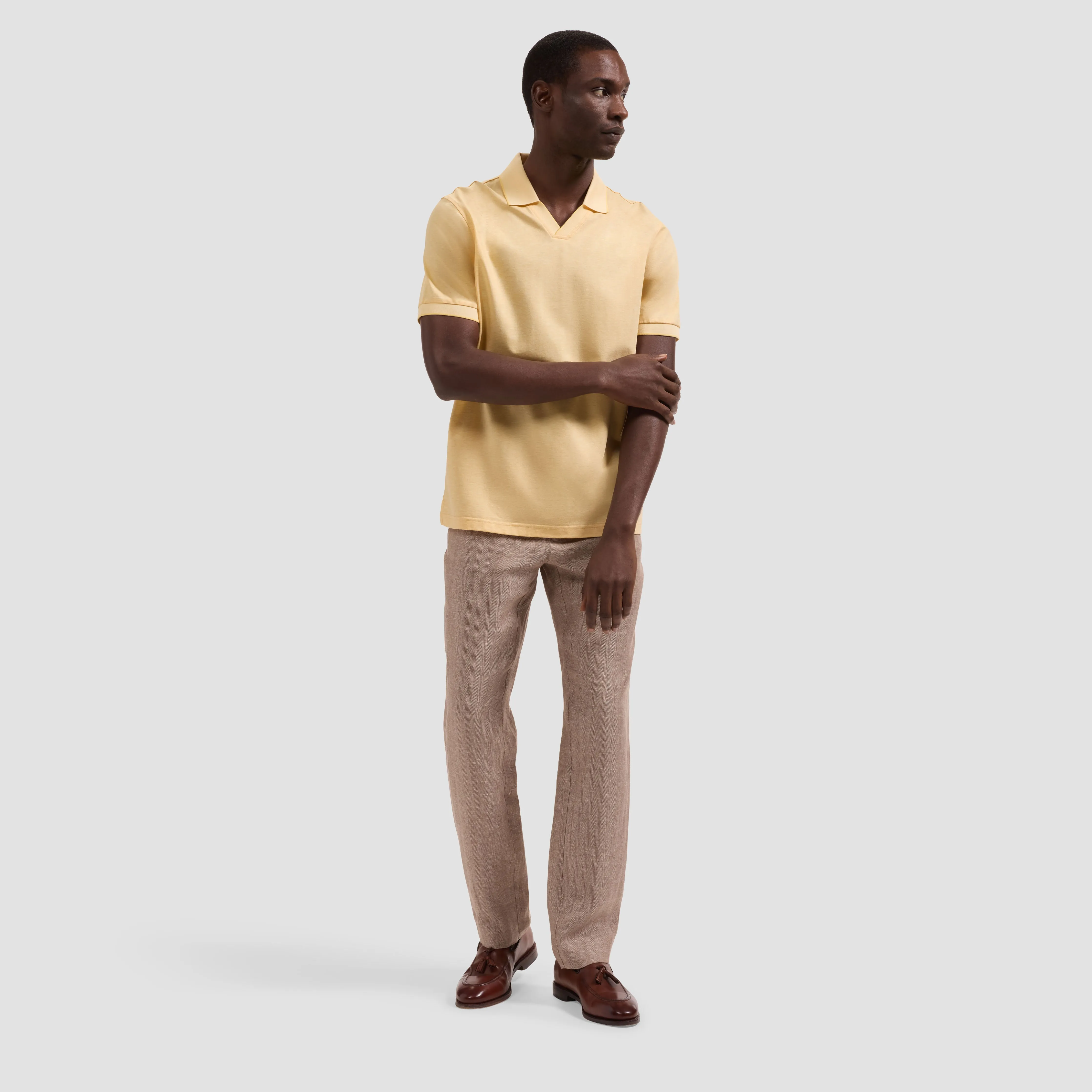 Performance Micro Herringbone Johnny Collar Polo sold by Bugatchi product image thumbnail 4