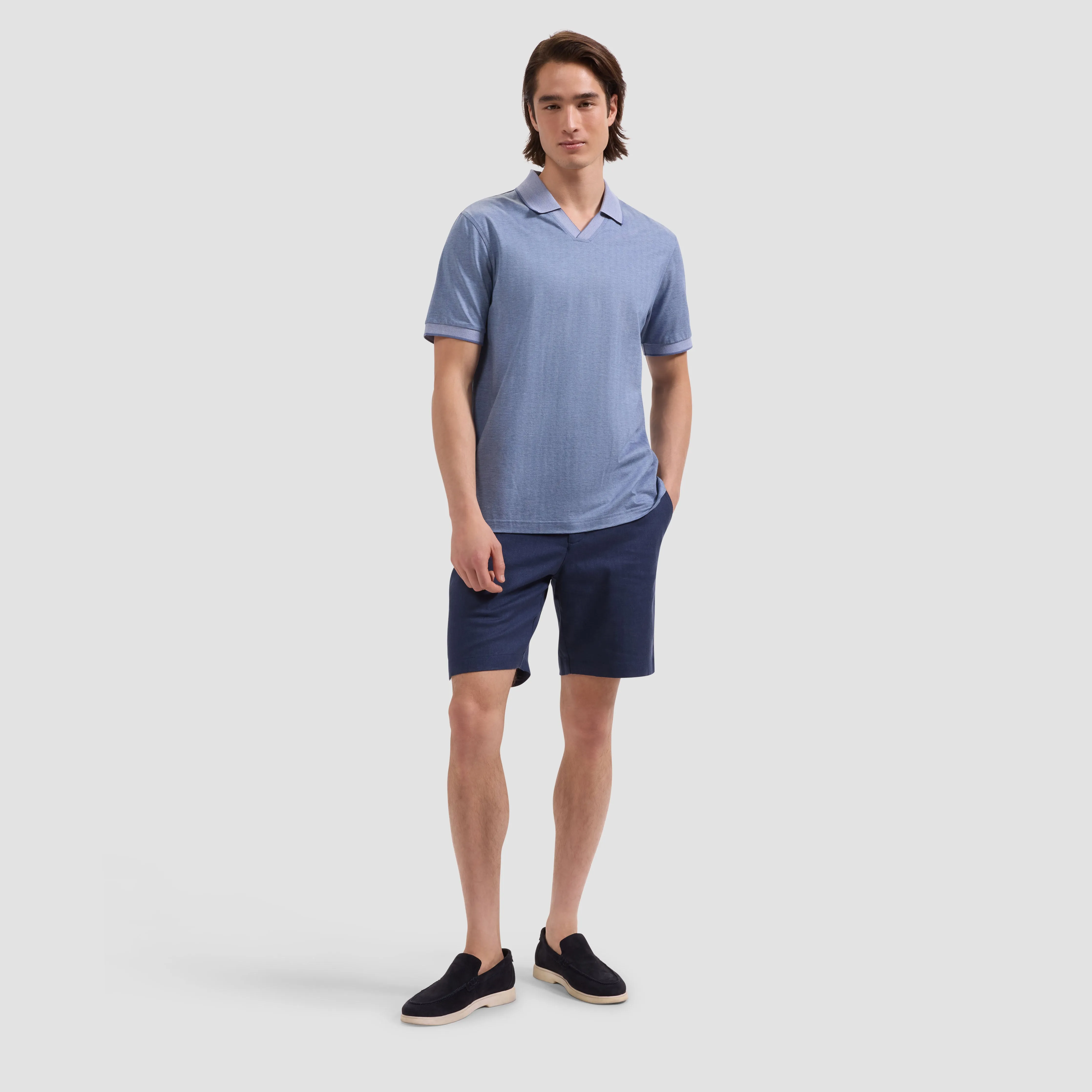Performance Micro Herringbone Johnny Collar Polo sold by Bugatchi product image thumbnail 4