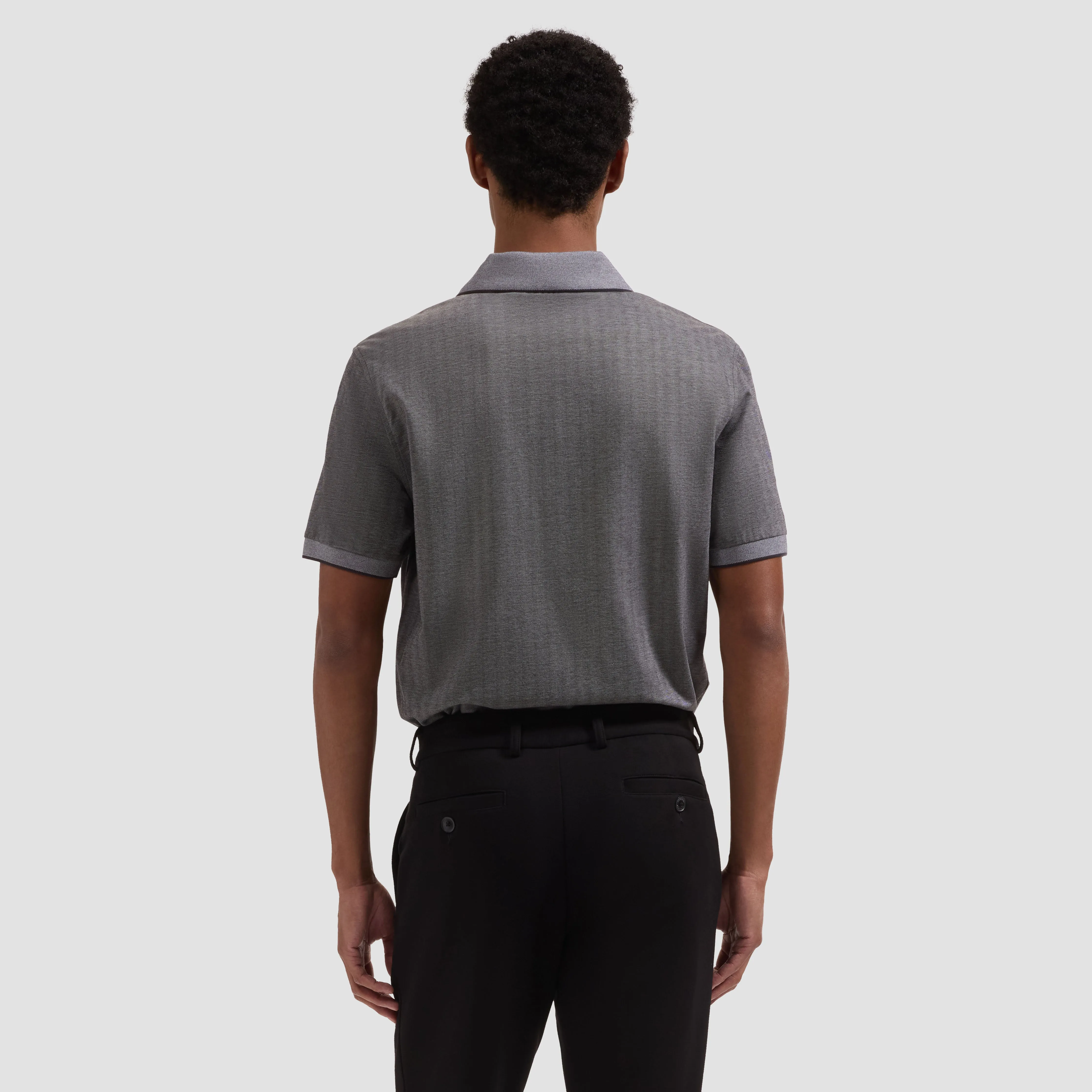 Performance Micro Herringbone Johnny Collar Polo sold by Bugatchi product image thumbnail 3