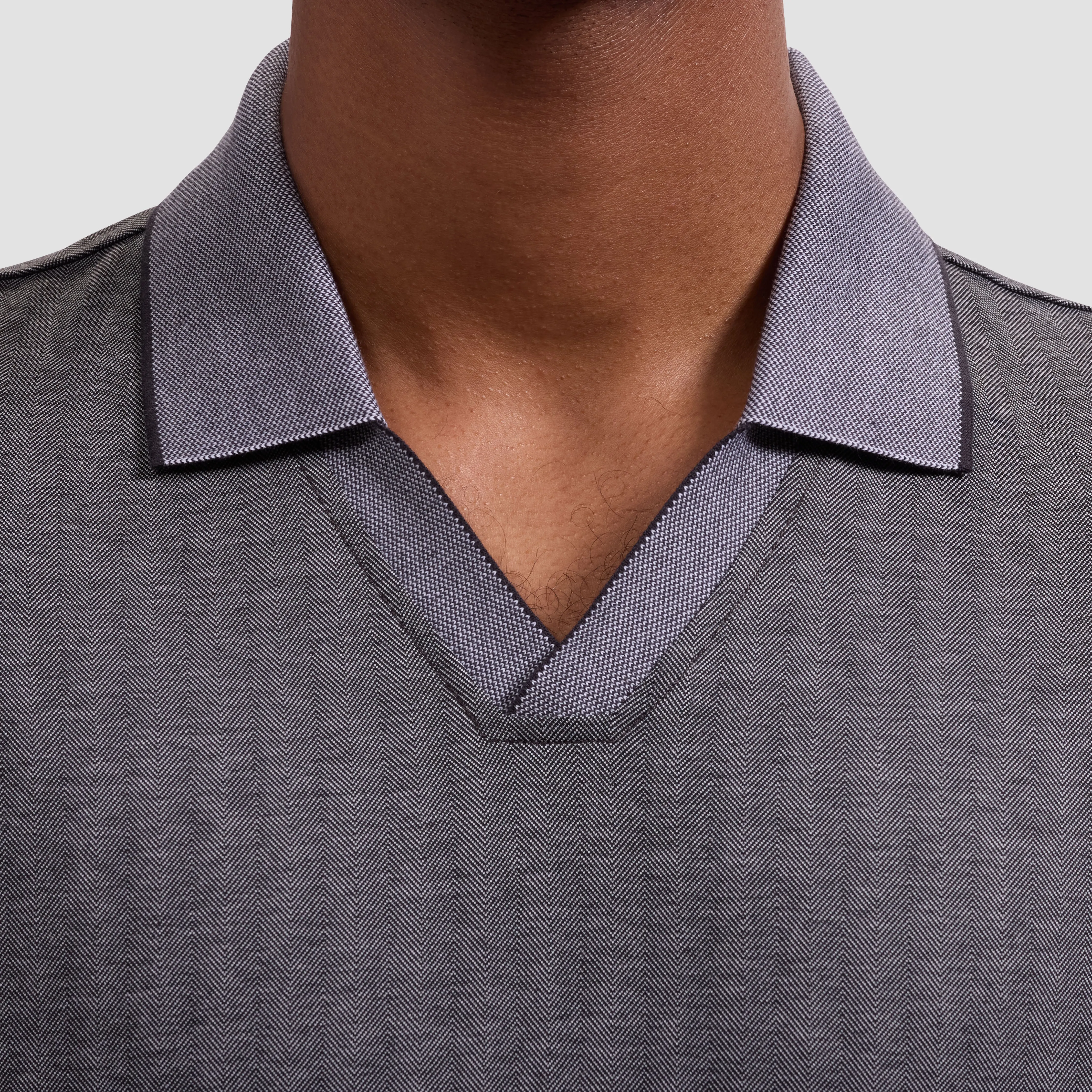 Performance Micro Herringbone Johnny Collar Polo sold by Bugatchi product image thumbnail 5