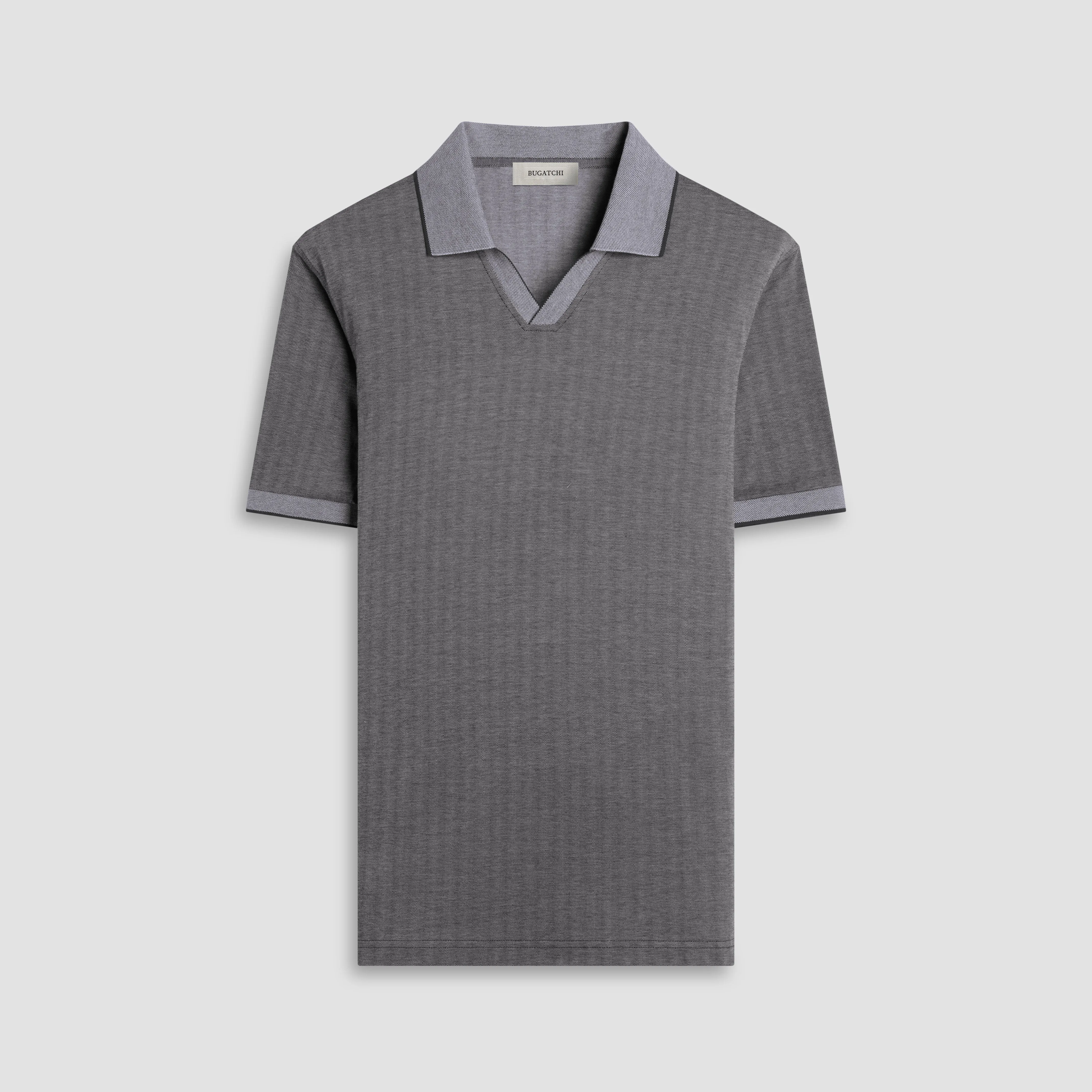 Performance Micro Herringbone Johnny Collar Polo sold by Bugatchi