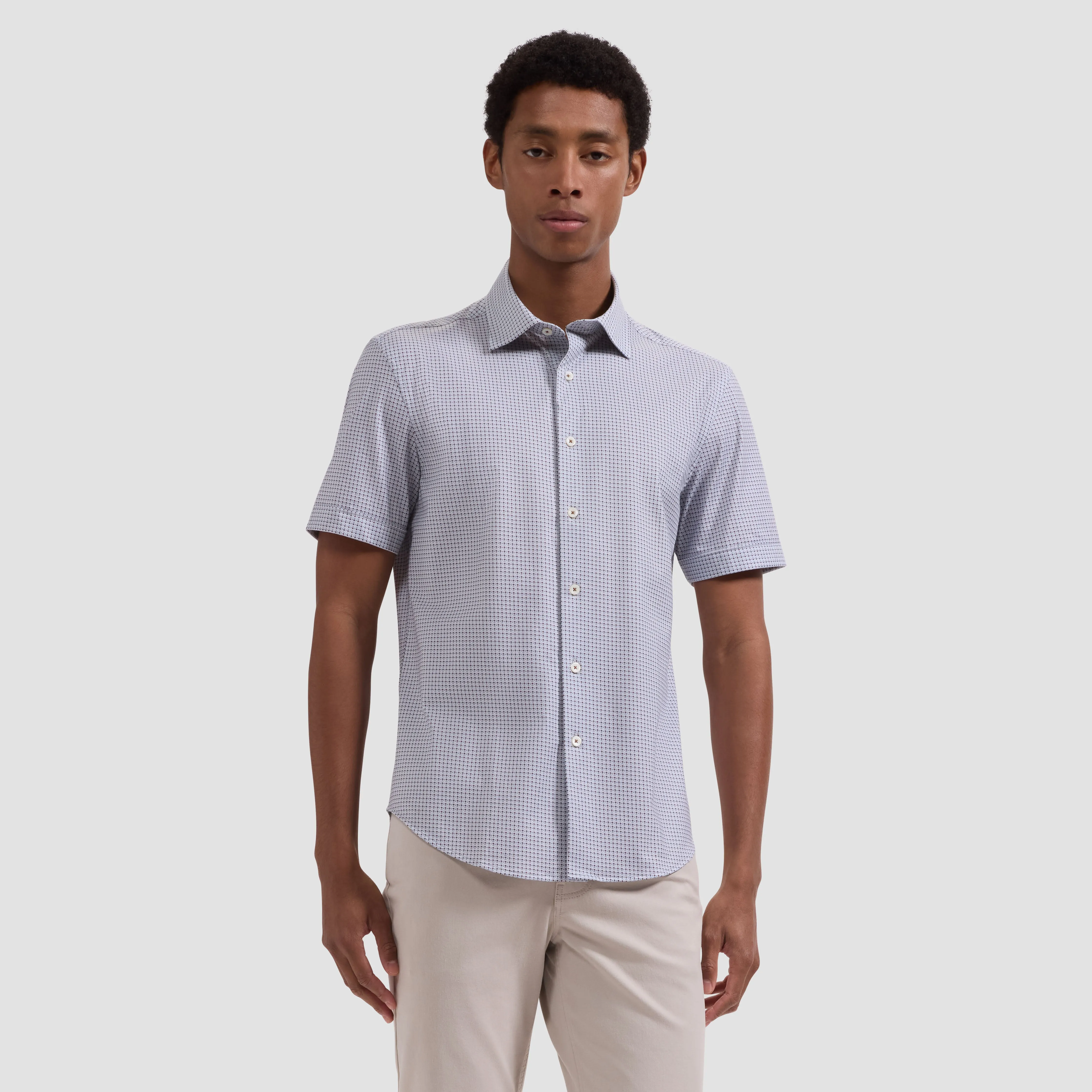 Miles OoohCotton Geometric Short-Sleeve Shirt sold by Bugatchi product image thumbnail 2