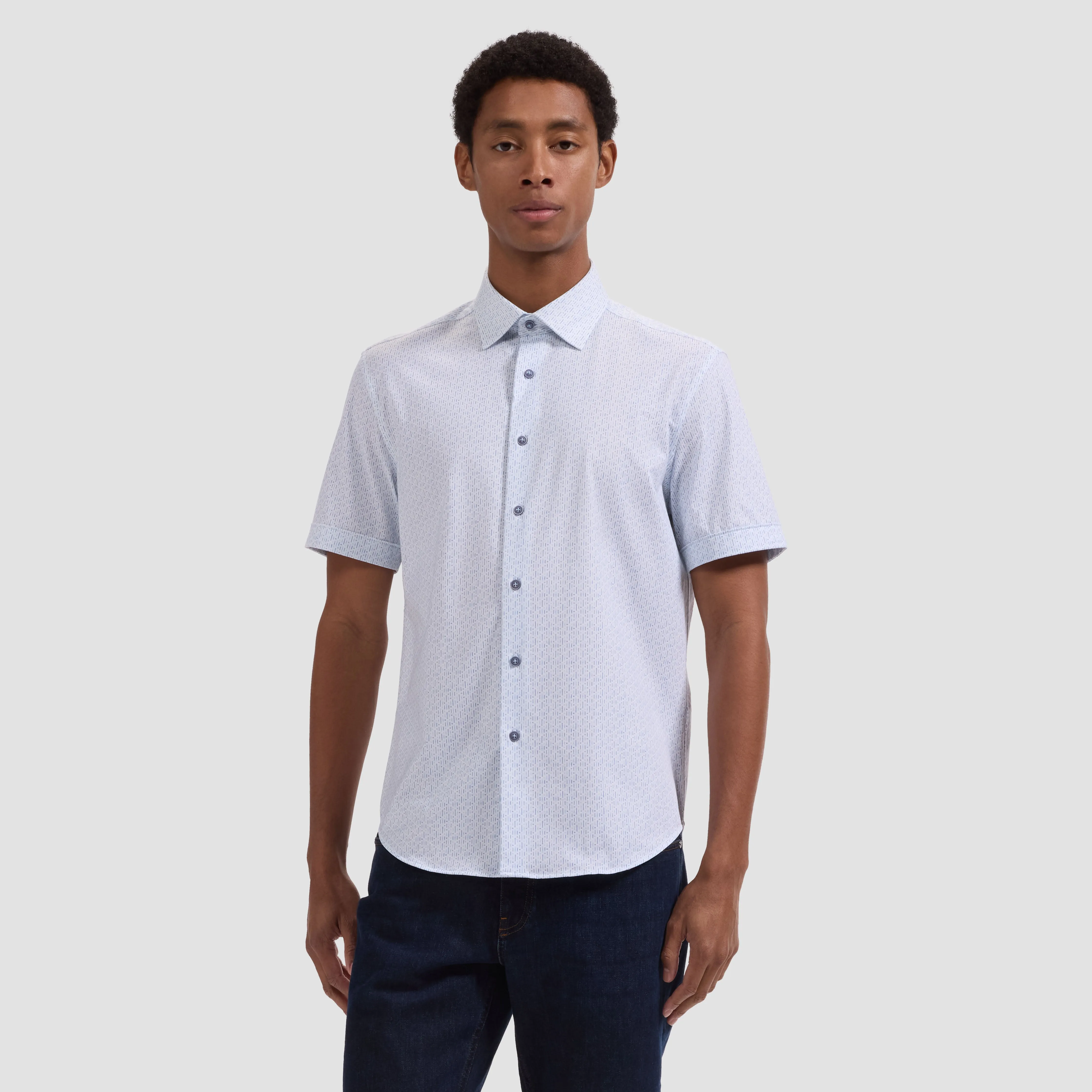 Miles OoohCotton Geometric Short-Sleeve Shirt sold by Bugatchi product image thumbnail 2